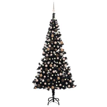 Black Pre-lit Christmas Tree with Ball Set - 210 cm | Hipo Market