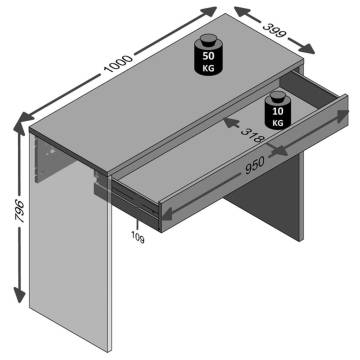 FMD Contemporary Desk with Wide Drawer - 100x40x80 cm White