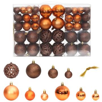 100 Brown Christmas Baubles - Shatterproof & Stylish Decor