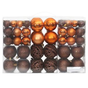 100 Brown Christmas Baubles - Shatterproof & Stylish Decor