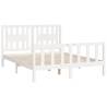 Elegant White Pine Bed Frame with Headboard - 140x200 cm