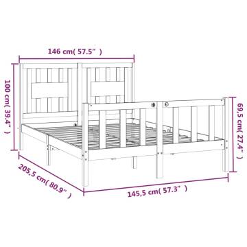 Elegant White Pine Bed Frame with Headboard - 140x200 cm