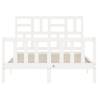 White Small Double Bed Frame with Headboard - Solid Wood