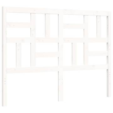 White Small Double Bed Frame with Headboard - Solid Wood