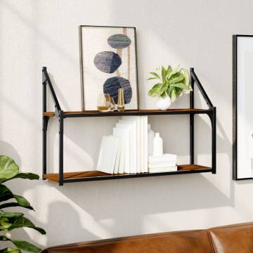 2-Tier Wall Shelf Brown Oak - Stylish & Functional Storage