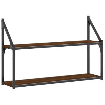 2-Tier Wall Shelf Brown Oak - Stylish & Functional Storage