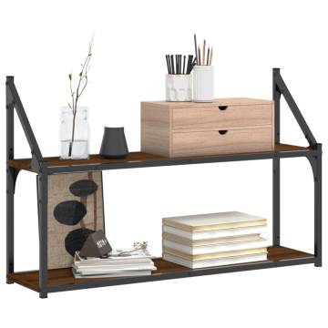 2-Tier Wall Shelf Brown Oak - Stylish & Functional Storage