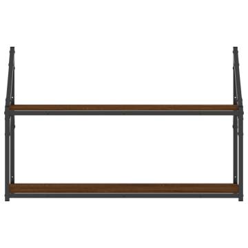 2-Tier Wall Shelf Brown Oak - Stylish & Functional Storage