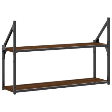 2-Tier Wall Shelf Brown Oak - Stylish & Functional Storage