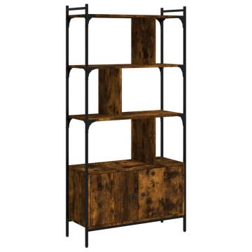 Stylish Smoked Oak Bookcase with Doors - 76.5x30x154.5 cm