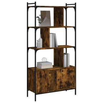 Stylish Smoked Oak Bookcase with Doors - 76.5x30x154.5 cm