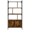 Stylish Smoked Oak Bookcase with Doors - 76.5x30x154.5 cm