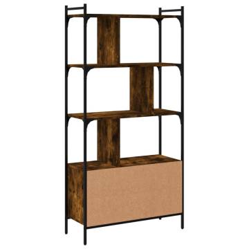 Stylish Smoked Oak Bookcase with Doors - 76.5x30x154.5 cm