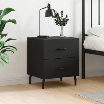 Stylish Black Bedside Cabinet - 40x35x47.5 cm | Hipo Market