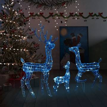 Acrylic Reindeer Family Christmas Decoration - 300 LED Blue