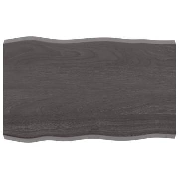 Solid Oak Live Edge Table Top - Dark Brown - 80x50 cm