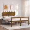 Honey Brown King Size Solid Wood Bed Frame with Headboard