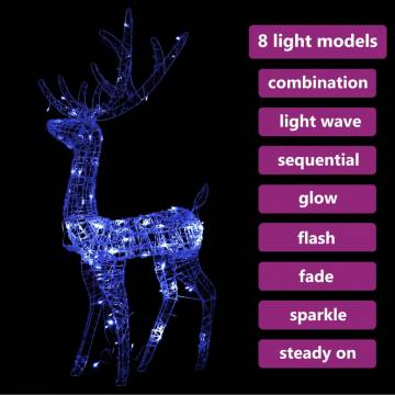 Acrylic Reindeer Christmas Decoration - 140 LEDs, 120cm Blue