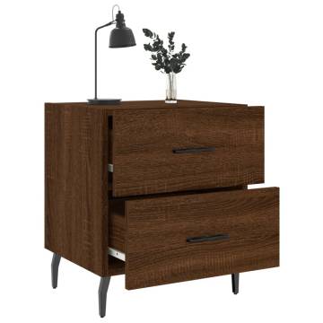 Stylish Brown Oak Bedside Cabinet - Durable & Spacious