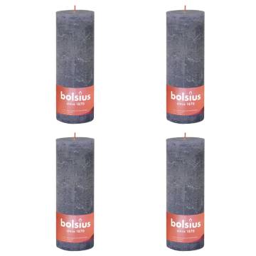 Bolsius Rustic Pillar Candles - Twilight Blue (4 pcs) | HipoMarket