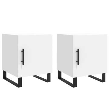 Modern White Bedside Cabinets (2 pcs) - 40x40x50 cm