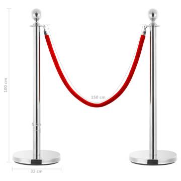 3-Piece VIP Queue Barrier Set - Stainless Steel Silver