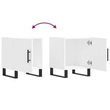 Modern White Bedside Cabinets (2 pcs) - 40x40x50 cm