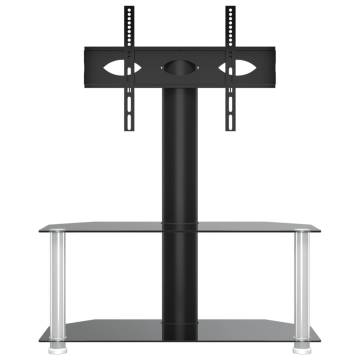 Corner TV Stand 2-Tiers for 32-70 Inch - Black & Silver