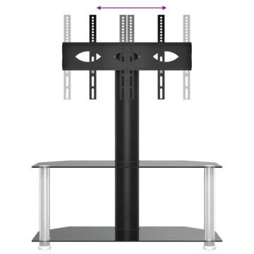 Corner TV Stand 2-Tiers for 32-70 Inch - Black & Silver