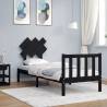 Bed Frame with Headboard Black Small Single Solid Wood Colour black Size 75 x 190 cm 