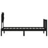 Black Small Single Bed Frame with Headboard - Solid Wood