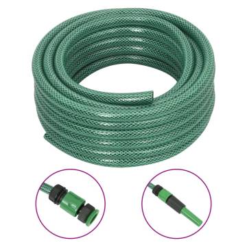 Durable Garden Hose with Fitting Set - 10m PVC Green