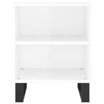 Stylish High Gloss White Bedside Cabinet - 40x30x50 cm