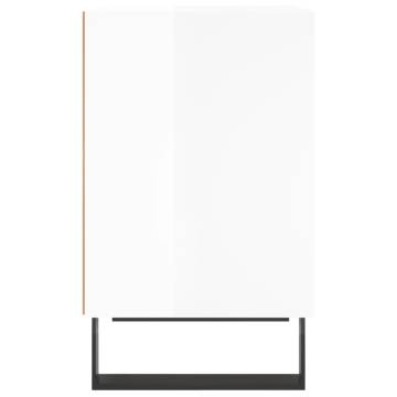 Stylish High Gloss White Bedside Cabinet - 40x30x50 cm