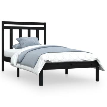 Black Solid Wood Bed Frame 75x190 cm - Small Single | HipoMarket