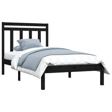 Black Solid Wood Bed Frame 75x190 cm - Small Single | HipoMarket