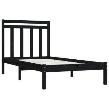 Black Solid Wood Bed Frame 75x190 cm - Small Single | HipoMarket