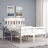 White Bed Frame with Headboard 140x190 cm - Solid Wood