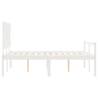 White Bed Frame with Headboard 140x190 cm - Solid Wood