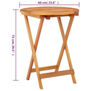 Folding Garden Table Ø60x75 cm - Solid Eucalyptus Wood