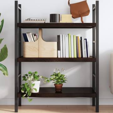 Elegant Dark Brown Wall Shelf - Solid Oak Wood, 100x40 cm