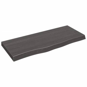 Elegant Dark Brown Wall Shelf - Solid Oak Wood, 100x40 cm