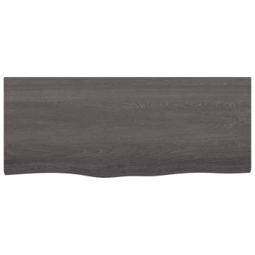 Elegant Dark Brown Wall Shelf - Solid Oak Wood, 100x40 cm