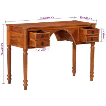 Solid Wood Acacia Desk with Drawers - Antique Design | Hipo Market