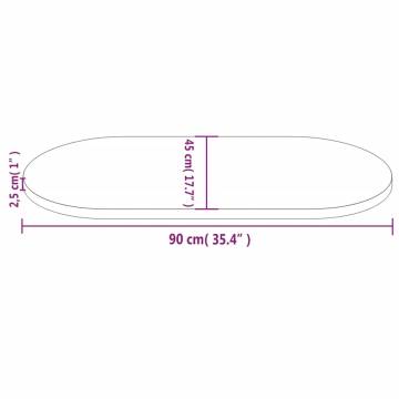 Table Top 90x45x2.5 cm Solid Wood Pine Oval - Hipomarket