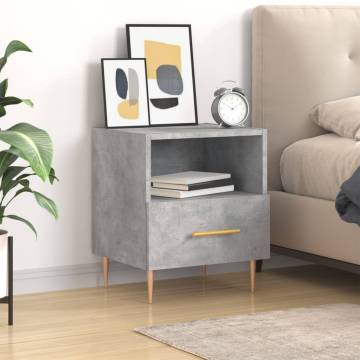 Modern Concrete Grey Bedside Cabinet - Stylish Storage Solution