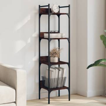 4-Tier Brown Oak Bookshelf | Space-Saving Storage Solution