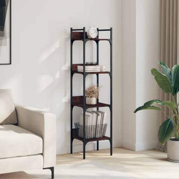 4-Tier Brown Oak Bookshelf | Space-Saving Storage Solution