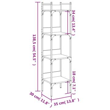 4-Tier Brown Oak Bookshelf | Space-Saving Storage Solution