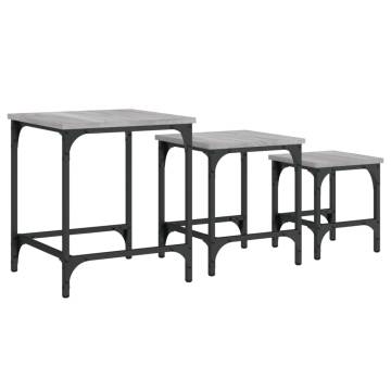 Stylish 3-Piece Grey Sonoma Nesting Coffee Tables